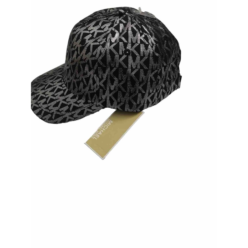 Michael Kors Monogram MK Logo Black / Silver Baseball Cap Hat One Size NWT - Picture 2 of 10